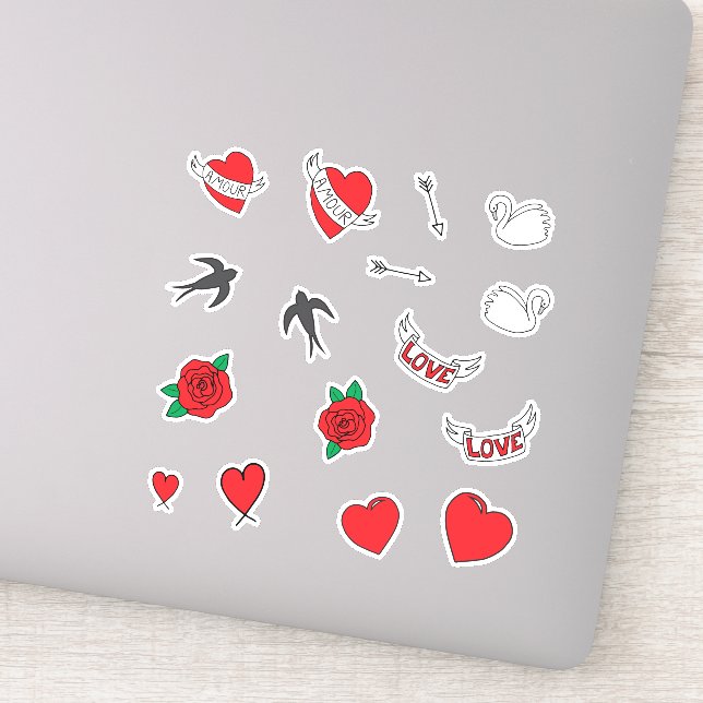 Liebe Wedding Retro Aufkleber (Detail)