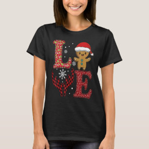 Liebe Weihnachten 2022 Buffalo Kariert Gingerbread T-Shirt