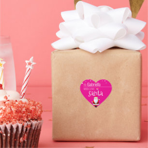 "Liebe, Weihnachten" Hot Pink Weihnachtsgeschenk,  Herz-Aufkleber