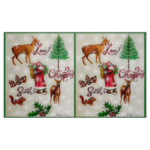 Liebe Weihnachten Santa Collage Stoff