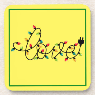 Liebe Weihnachts-Farblichter Text-45872 Getränkeuntersetzer