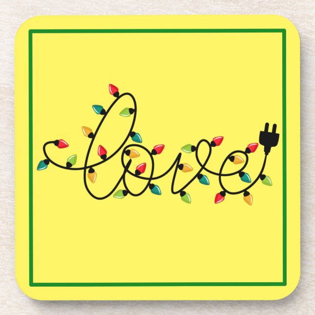 Liebe Weihnachts-Farblichter Text-45872 Getränkeuntersetzer (Vorderseite)