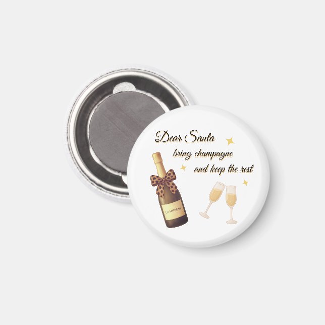 Liebe Weihnachtsmann Champagner Design Magnet (Vorderseite/Rückseite)
