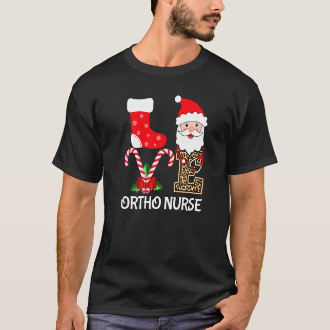 Liebe Weihnachtsmannmütze Stethoscope Ortho Nurse  T-Shirt (Vorderseite)