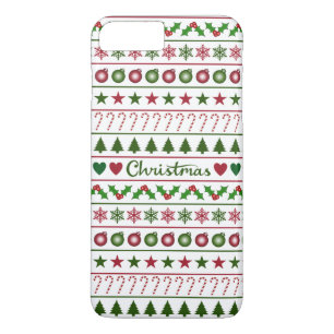 Liebe-Weihnachtsmotiv-Muster-Grün-weißes Rot Case-Mate iPhone Hülle
