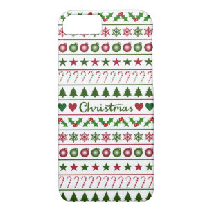 Liebe-Weihnachtsmotiv-Muster-Grün-weißes Rot Case-Mate iPhone Hülle