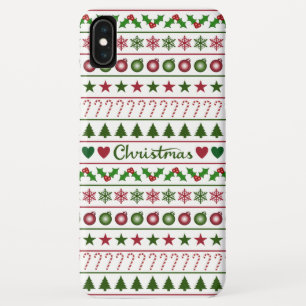 Liebe-Weihnachtsmotiv-Muster-Grün-weißes Rot Case-Mate iPhone Hülle