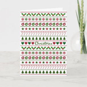 Liebe Weihnachtsmotive Muster Grün Weiß Rot Karte