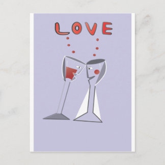 Liebe Weinglas Postkarte