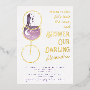 Liebe Weinverkostung Elegantes Brautparty Folieneinladung