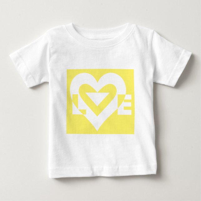 Liebe Weiß auf Gelb Baby T-shirt (Vorderseite)
