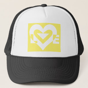 Liebe Weiß auf Gelb Truckerkappe