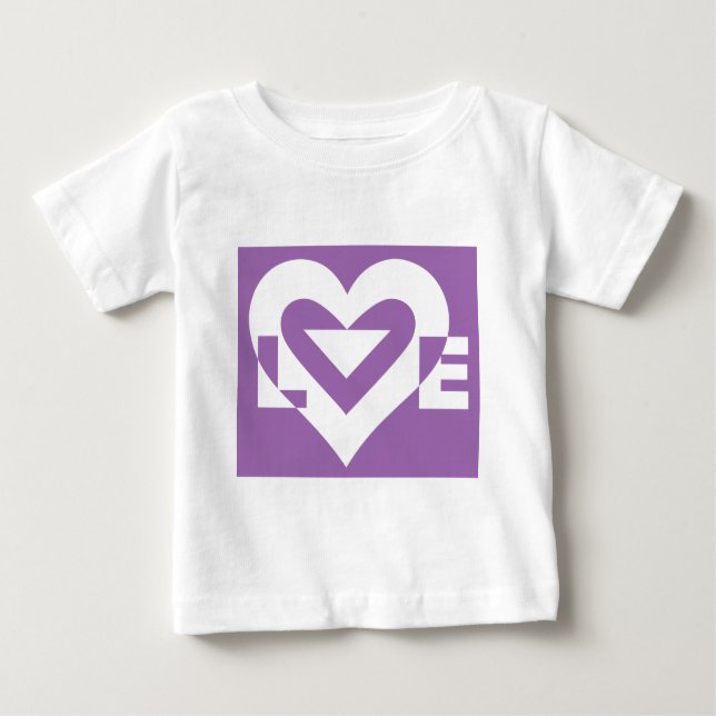Liebe Weiß auf Lila Baby T-shirt (Vorderseite)