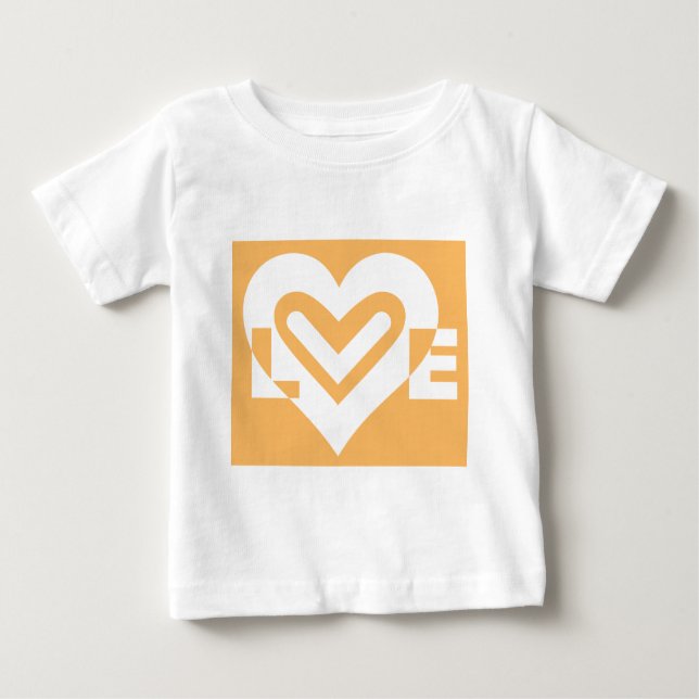 Liebe Weiß und Orange Baby T-shirt (Vorderseite)