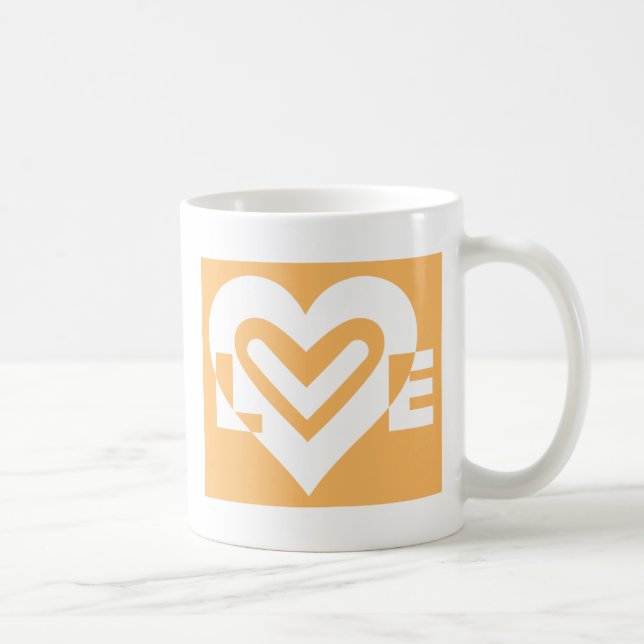 Liebe Weiß und Orange Kaffeetasse (Rechts)