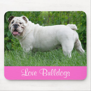 Liebe Weiße Englische Bulldogge Welpen Hund Mauspa Mousepad