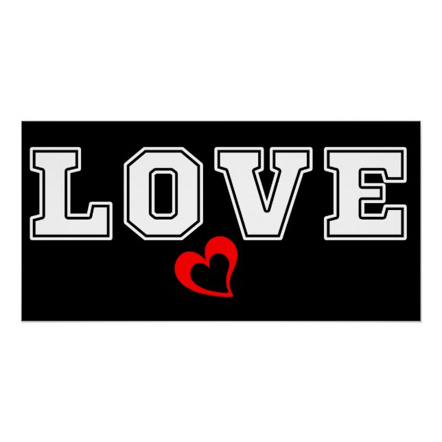 Liebe Weiße Typografie und einfaches Rotes Herz Poster (Vorderseite)