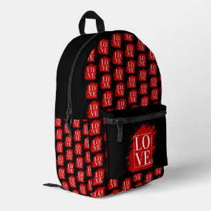 LIEBE WEISSE TYPOGRAPHIE ROTE KUNST BEDRUCKTER RUCKSACK
