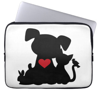 Liebe Welpe und Kitten Silhouette Laptopschutzhülle