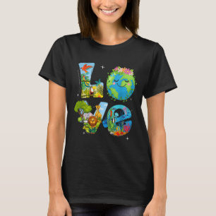 Liebe Welt Erdentag 2026 Umwelt Tier Baum T-Shirt