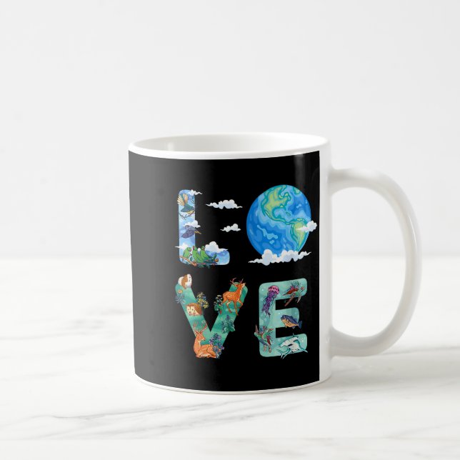 Liebe Welt Erdtag 2026 Umwelt Tier Baum Kaffeetasse (Rechts)