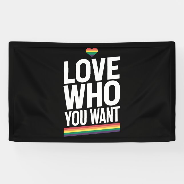 Liebe Wen Du Willst Regenbogen Schwule Pride Flagg Banner (Horizontal)