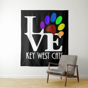 LIEBE West Cats (weißer Text) Wandteppich