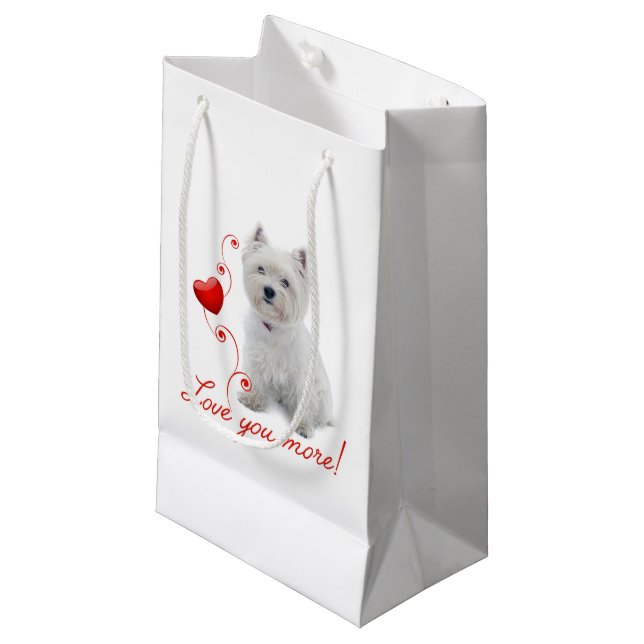 Liebe! Westie Gift Bag Kleine Geschenktüte (Vorderseite Schrägansicht)