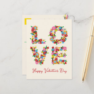 LIEBE Whimsical farbenfrohe Frühlingsblumen Danke Postkarte