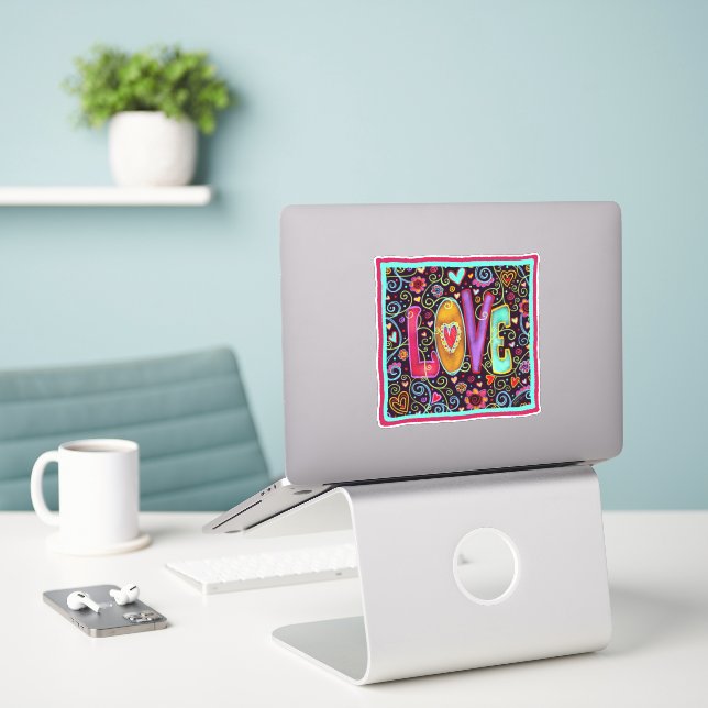 Liebe Whimsical Trendy Valentine Inspirivity Aufkleber (Laptop auf Schreibtisch)