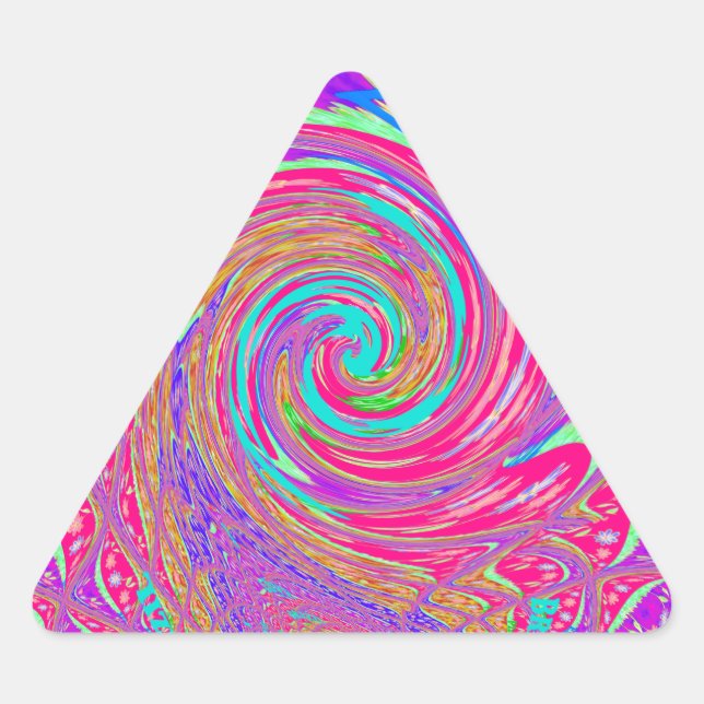 Liebe Whirlpool faszinierend Cyan Text Art Graphic Dreieckiger Aufkleber (Vorderseite)