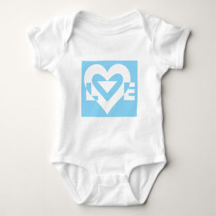 Liebe White auf Blue Baby Strampler