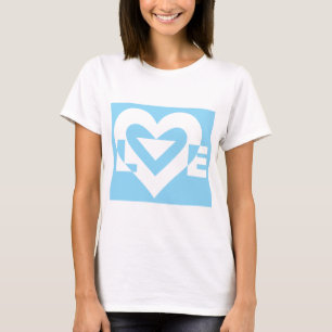 Liebe White auf Blue T-Shirt
