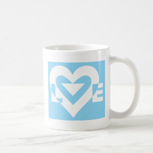 Liebe White auf Blue Tasse