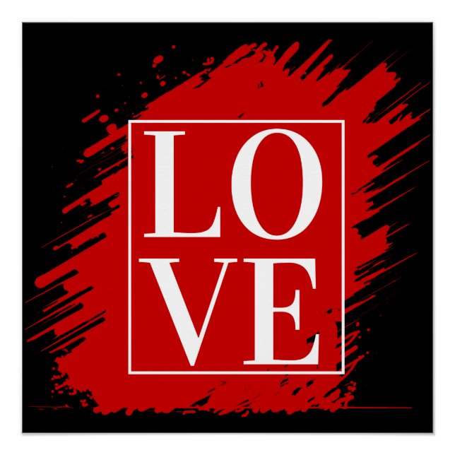 LIEBE WHITE TYPOGRAPHY RED ART POSTER (Vorderseite)