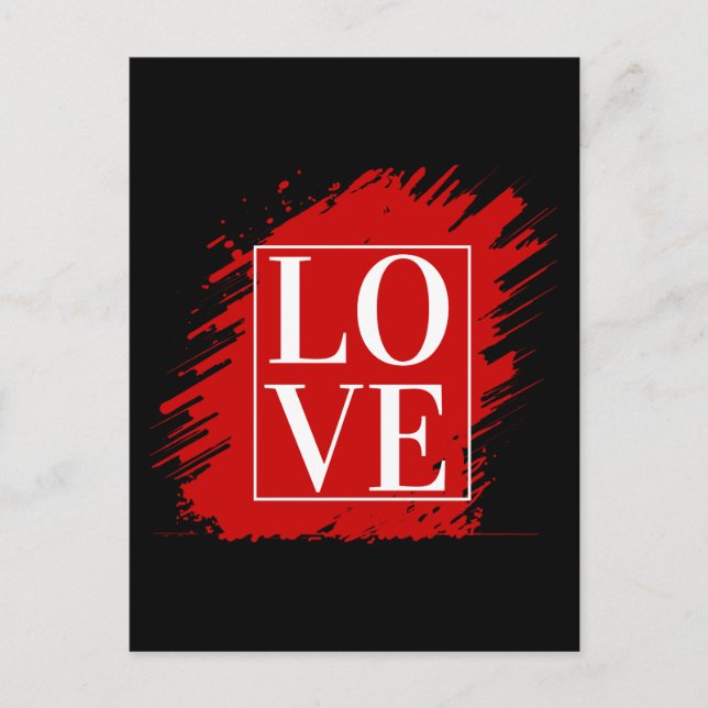 LIEBE WHITE TYPOGRAPHY RED ART POSTKARTE (Vorderseite)