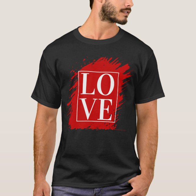 LIEBE WHITE TYPOGRAPHY RED ART T-Shirt (Vorderseite)