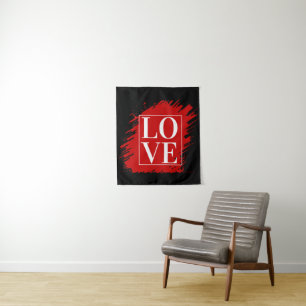 LIEBE WHITE TYPOGRAPHY RED ART WANDTEPPICH