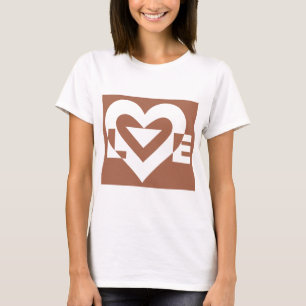 Liebe White über Brown T-Shirt