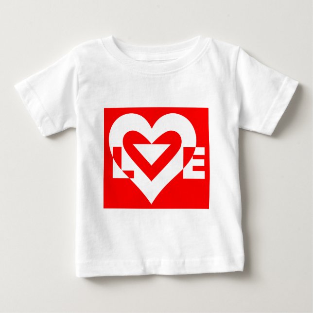 Liebe White über Rot Baby T-shirt (Vorderseite)