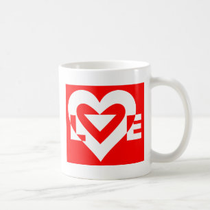 Liebe White über Rot Kaffeetasse