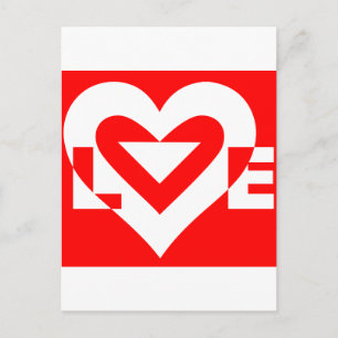 Liebe White über Rot Postkarte