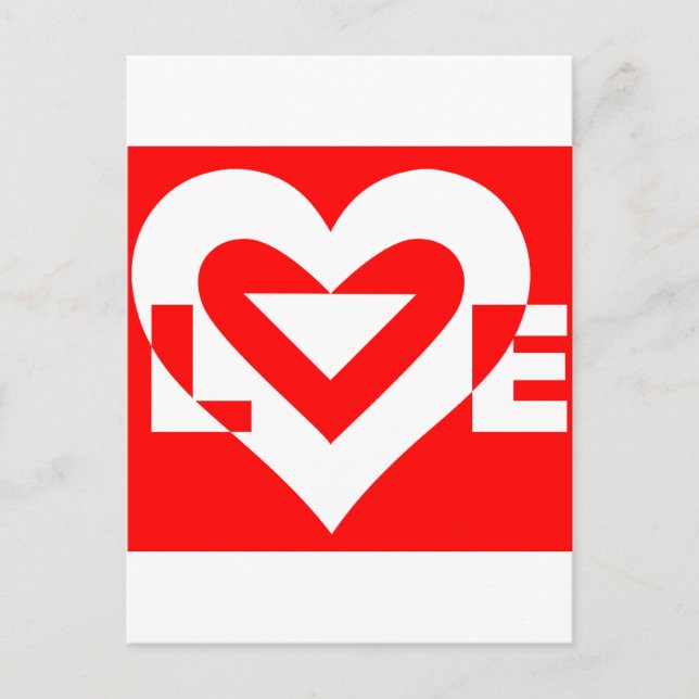 Liebe White über Rot Postkarte (Vorderseite)