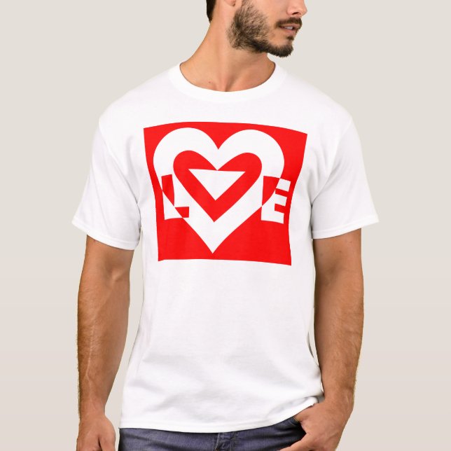 Liebe White über Rot T-Shirt (Vorderseite)