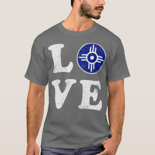 Liebe Wichita Kansas Flag Zuhause T-Shirt