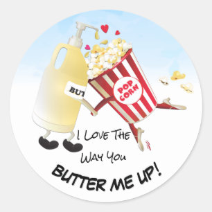 Liebe, wie du mich auf Popcorn Butter Date Runder Aufkleber