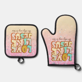 Liebe wie Jesus Christlich Ofenhandschuh & Topflappen-Set