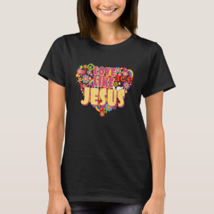 Liebe wie Jesus Christliche Blume Herz Retro Aest T-Shirt