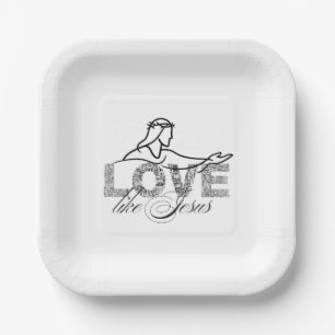 Liebe wie Jesus Christliche Typografie-Design Pappteller