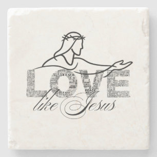 Liebe wie Jesus Christliche Typografie-Design Steinuntersetzer